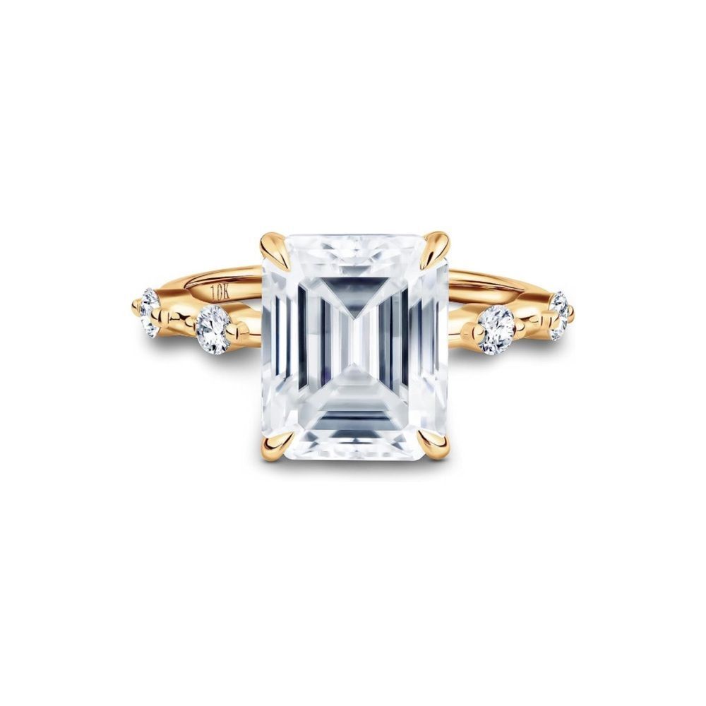 Certified 5.5Ct Emerald Cut Diamond Ring 10k Solid Gold
